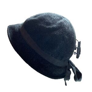 Marks Womens Bucket Hat Dark Gray Cotton Blend Bohemian